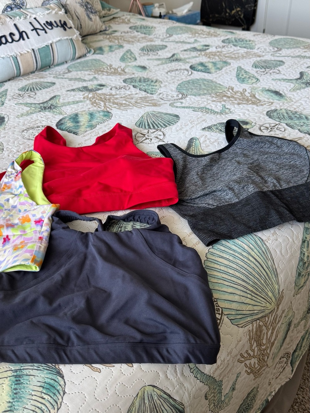 all in motion Red, Gray, Charcoal & Multicolor Sports Bras Set